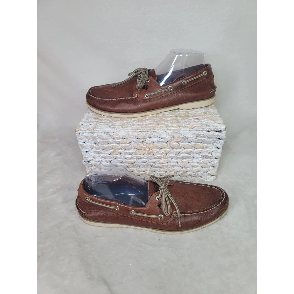 Sperry Top-Sider Fisherman Brown Leather Boat Shoes Preppy Size 11.5 M Loafers